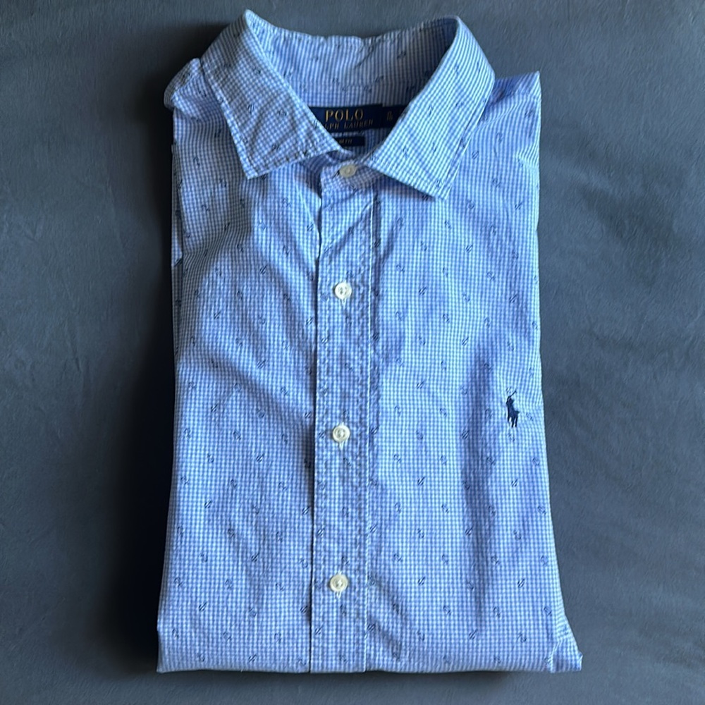 Polo Mens Anchor print plaid button down XL